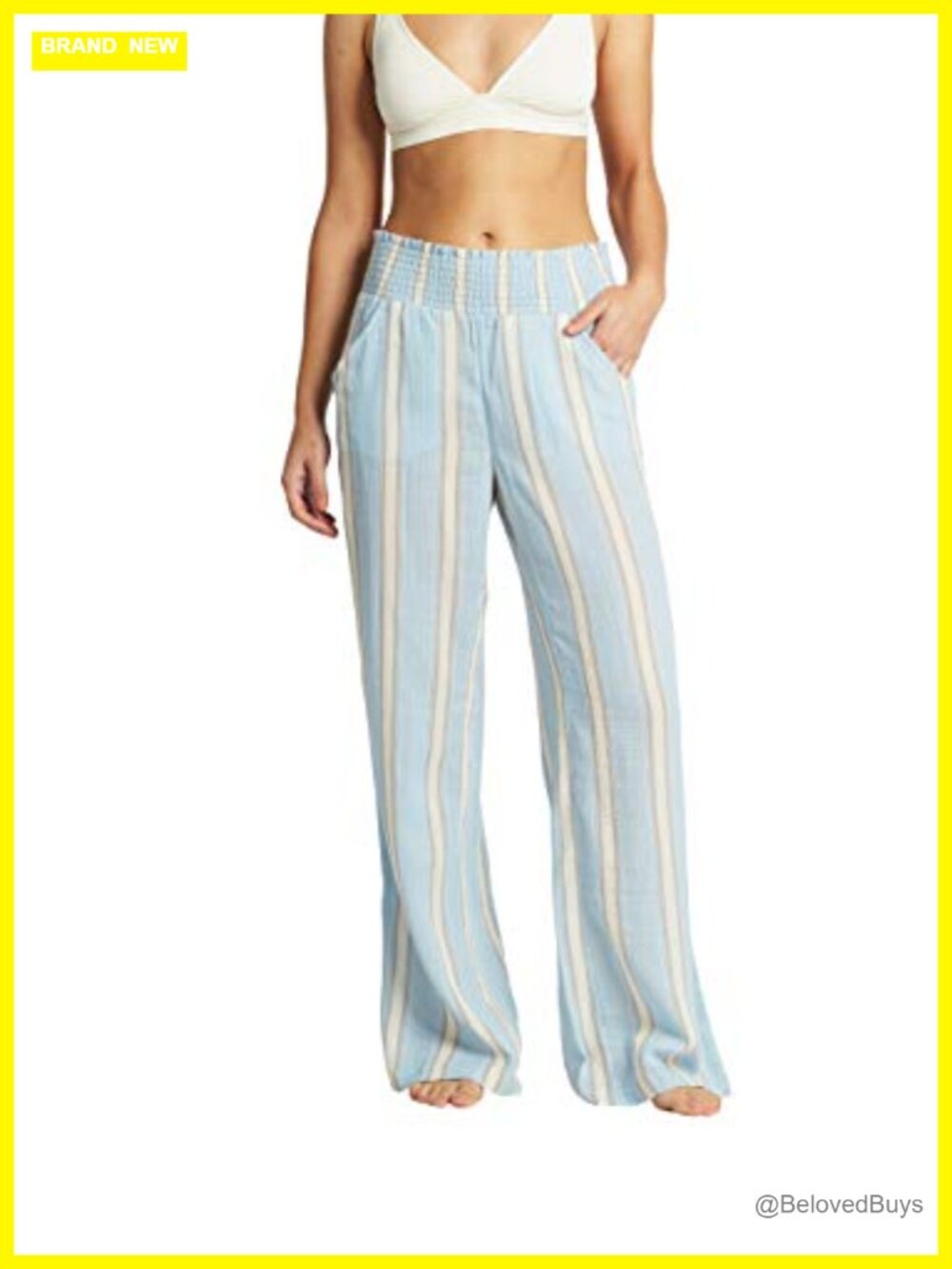 Billabong New Waves Stripe Wide Leg Pull On Cotton Lounge Pant